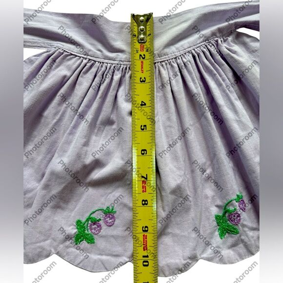 51” Apron Vintage Cottagecore MCM Floral Embroidered Berries - Picture 5 of 7